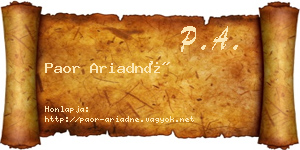 Paor Ariadné névjegykártya